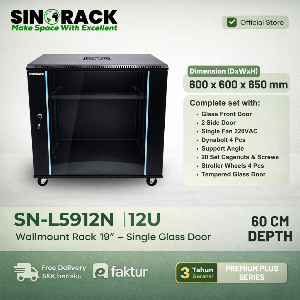 Wall Mount Rack Server Sinorack 12U , Rack Server 600x600x650MM