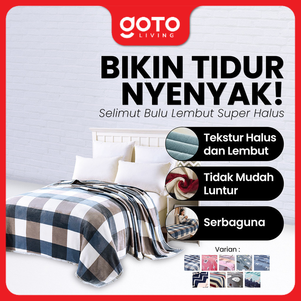 Goto Cuddle Blanket Selimut Dewasa Bulu Tebal Halus Lembut Karakter