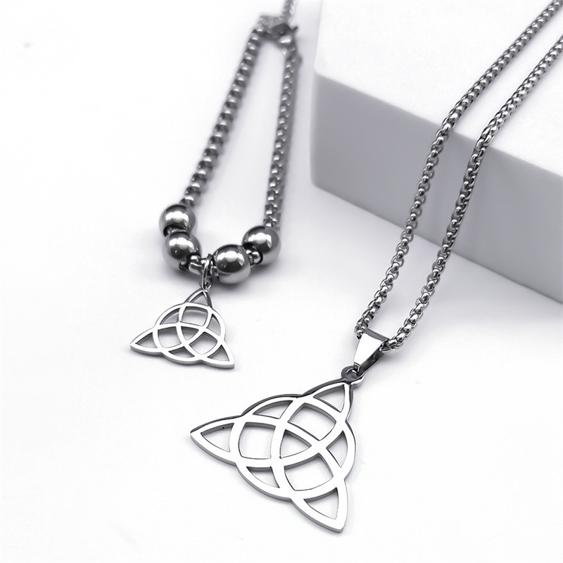 Triquetra Holy Trinity ristian Necklace Women Men Stainless Steel Ring Bracelet Hoop Earrings Jewelr