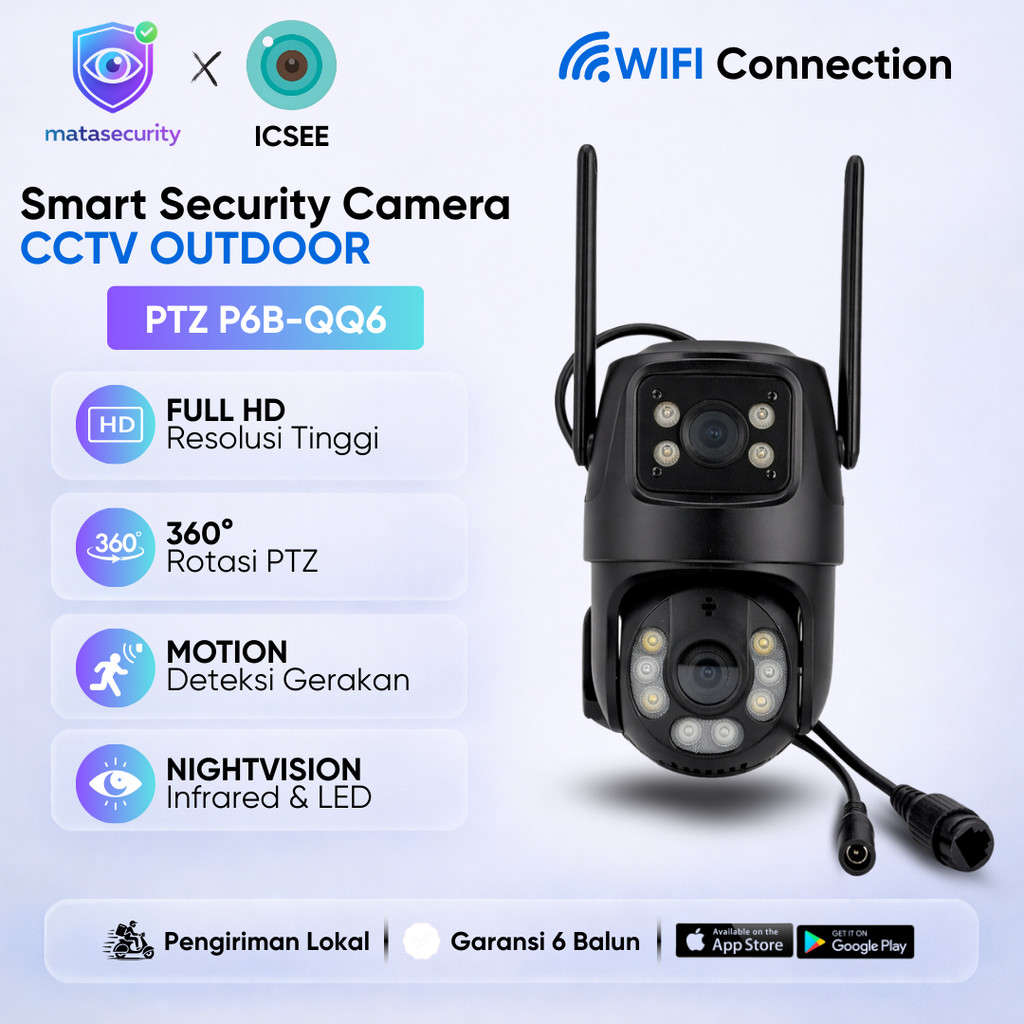 Cctv Wifi Camera PTZ Outdoor Aplikasi ICSEE 4MP Cctv Wifi Siang Malam Berwarna Cctv Wifi Dual Lens