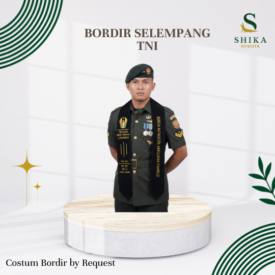 Selempang TNI Custom – Selempang TNI Bordir Nama & Logo, Premium Quality Bordir