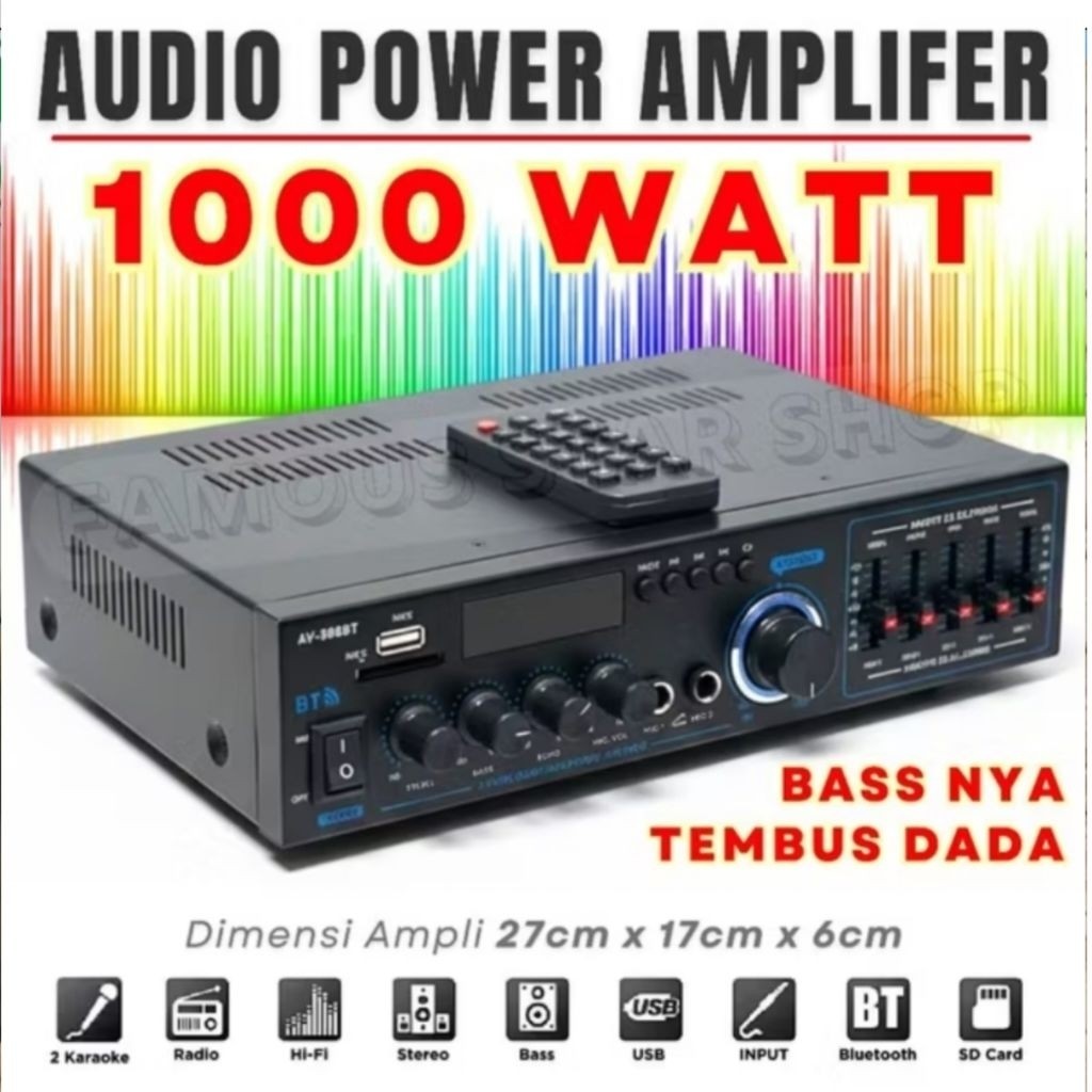 AO SERBA COD Amplifier Power 600 Watt Full Bass Fleco A-501BT Audio Penguat Suara Full Bass & Treble