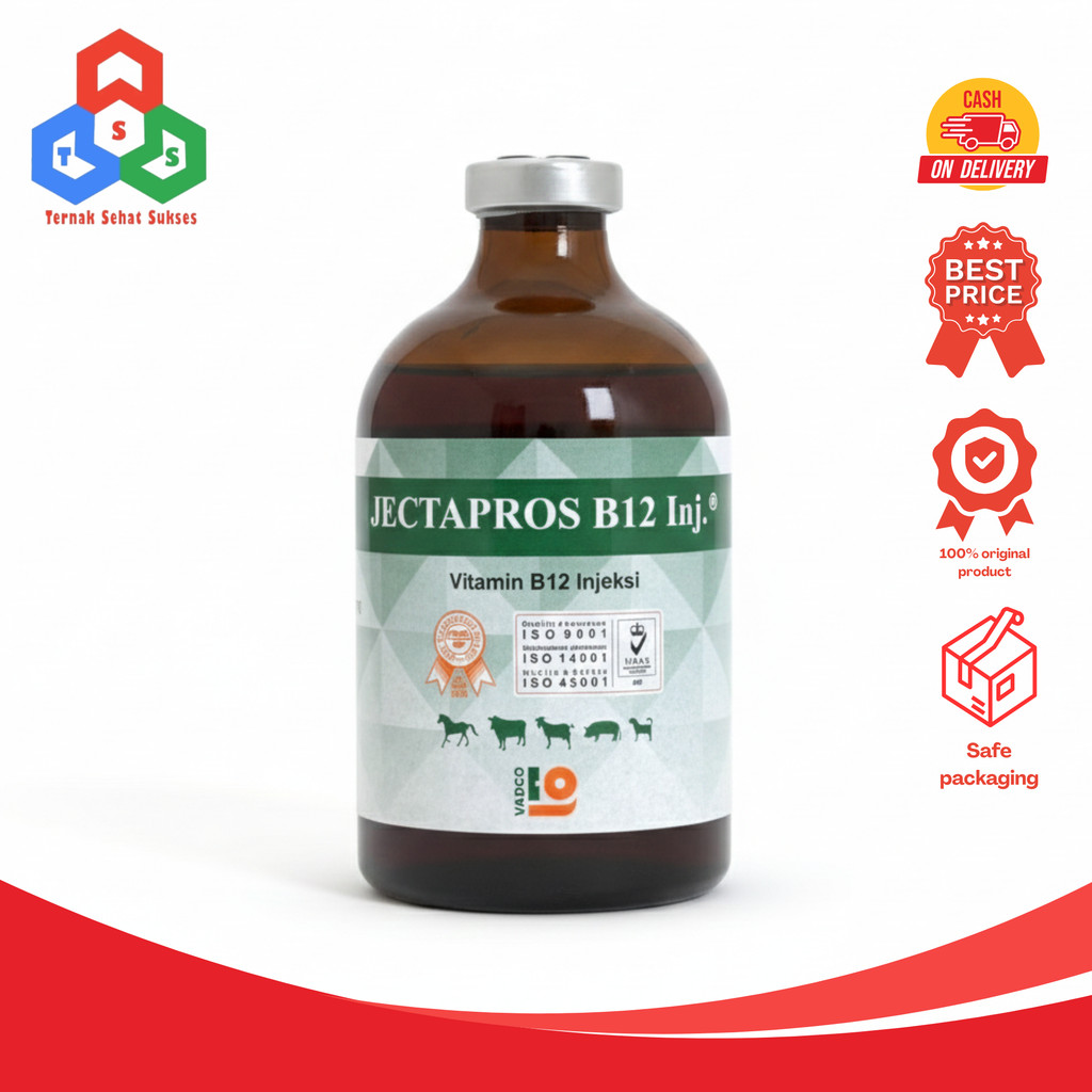 JECTAPROS B12 100 ML VADCO STS2 - Vitamin B12 Hewan Anti Anemia & Menambah Nafsu Makan Ternak - Sepe