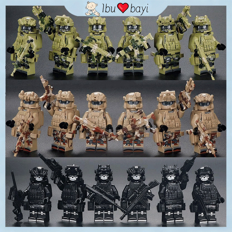 1Set Mainan Mini Susun Tentara Militer Swat Team Mainan Military Tentara Mini Mainan