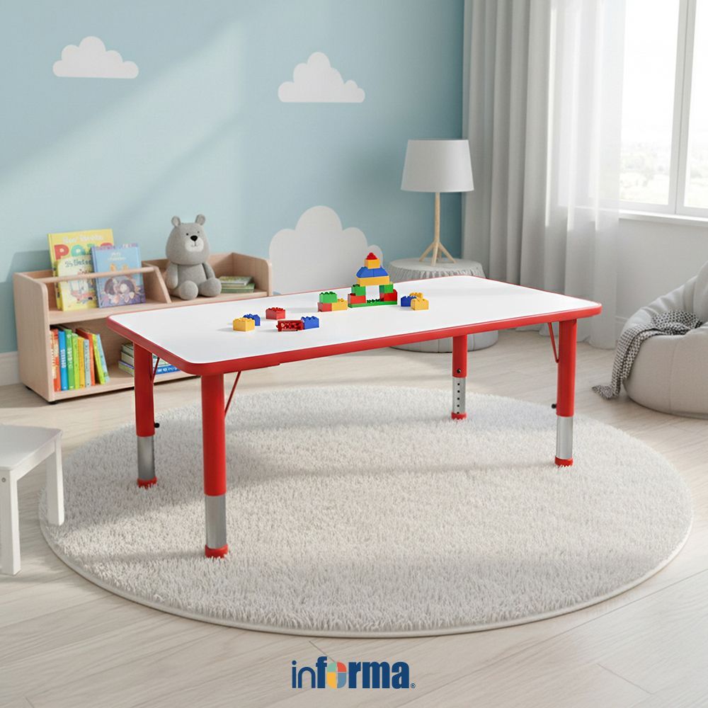 Informa Yuki Meja Belajar Anak Adjustable Rectangle - Merah Kids Study Desk Learning Table Study Tab