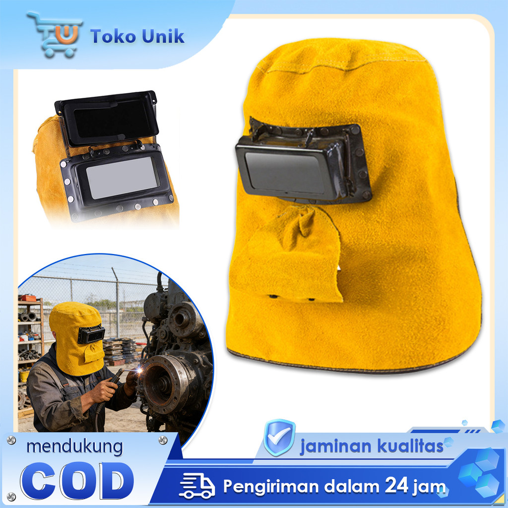Topeng Las Kulit Kedok Las Otomatis Pelindung Muka Las Topeng Helm