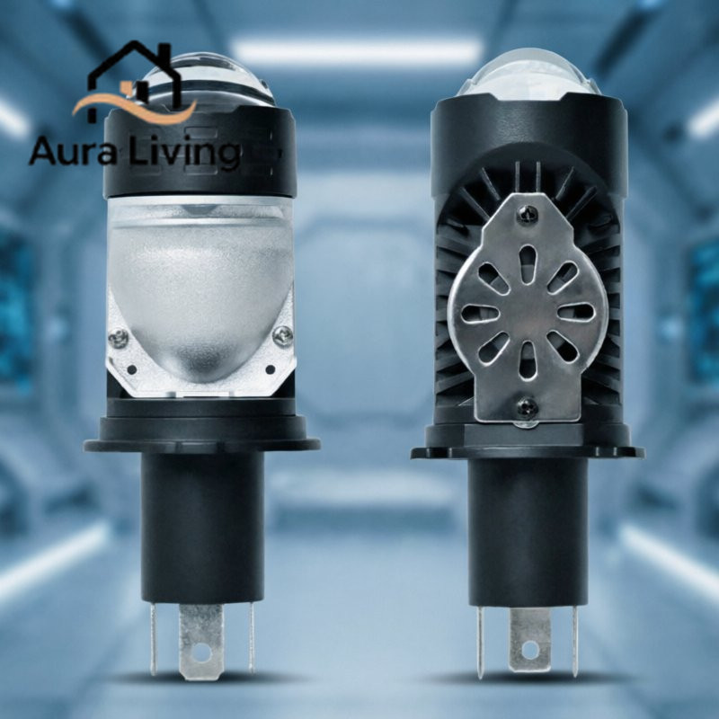 lampu led h4 untuk mobil motor lensa proyeksi mini pendinginan aluminium warna putih kuning anti