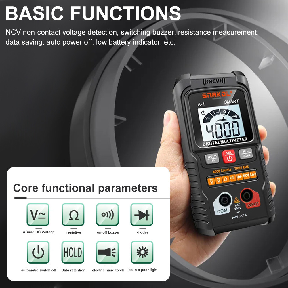 Automatic Digital Multimeter 4000 Counts AC/DC Voltmeter Multimeter Auto-Ranging Smart Digital Multi