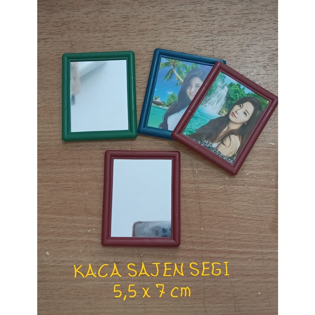 Kaca Kotak Kecil / Cermin Make up Kotak Polos Mini Travel / KACA SAJEN