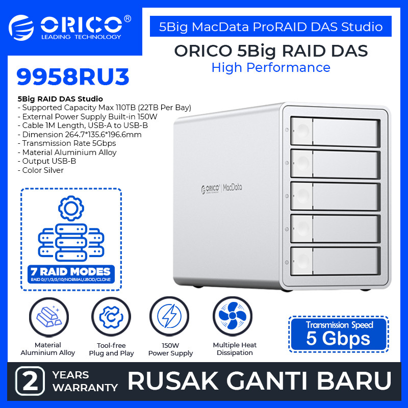 ORICO MacData 5 Big RAID DAS Studio 2bay 4bay 5bay HDD Enclosure SSD Enclosure - 99 Series