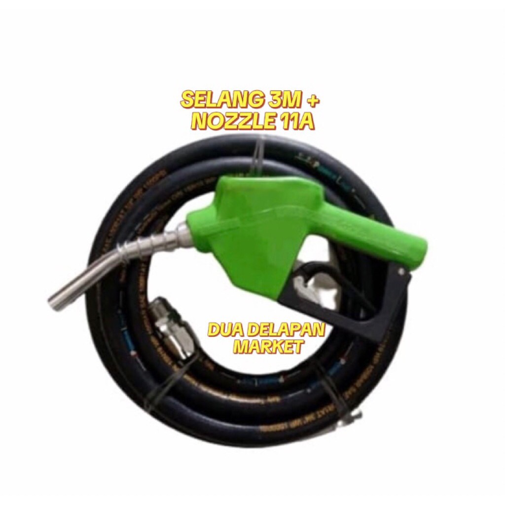 paket selang+nozzle pom mini panjang 3,4,5,6 meter nozzle pertamini type 11A selang pertamini pom mi