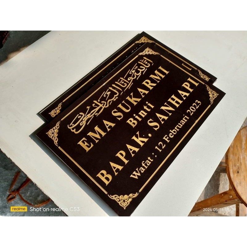 nama batu nisan kuburan ukuran 20x30 lempengan