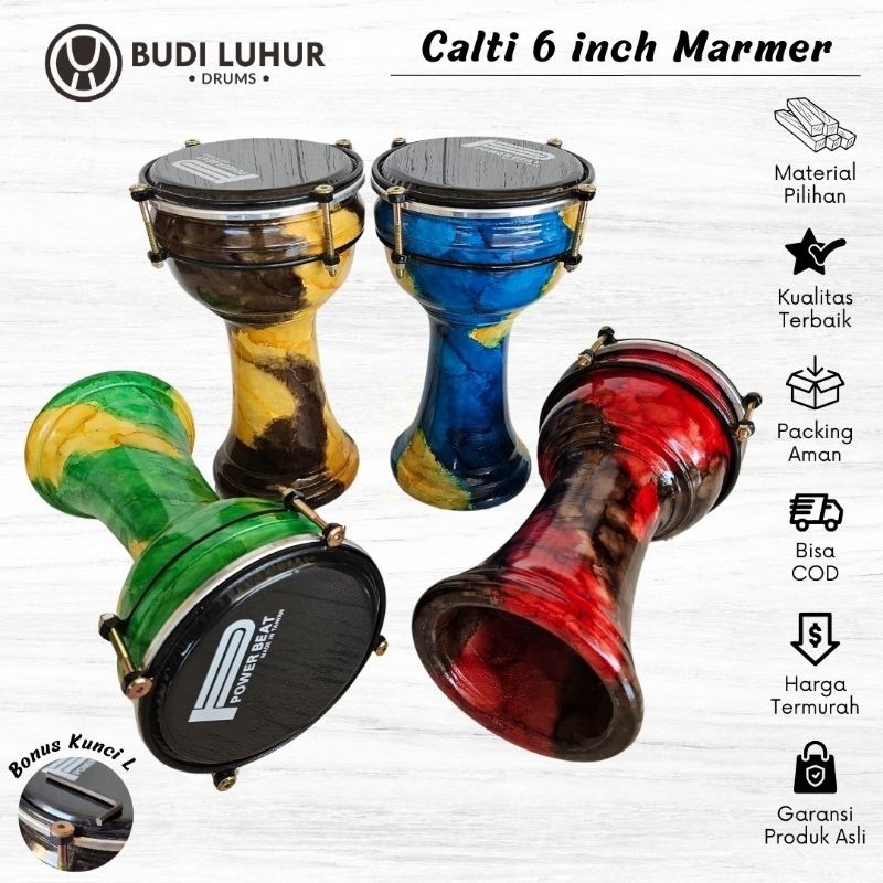 TERBAGUS Calti Darbuka Dumbuk Ukuran 6 inch Motif Marmer Alat Hadroh Sholawat Anak Kualitas Premium 