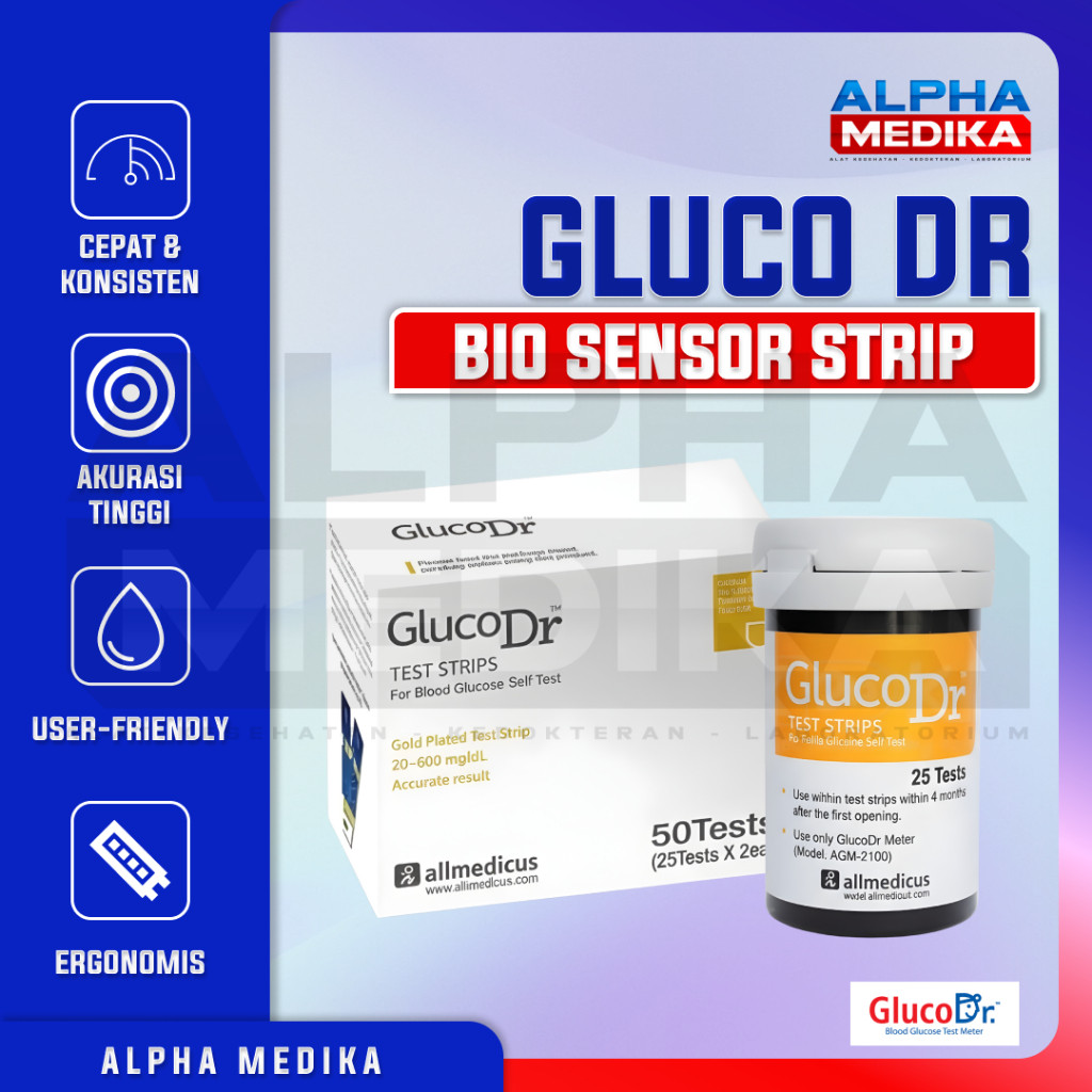 GLUCO DR - Strip Test Gula Darah Gluco DR Bio Sensor 25 pcs / Strip Test Glucose