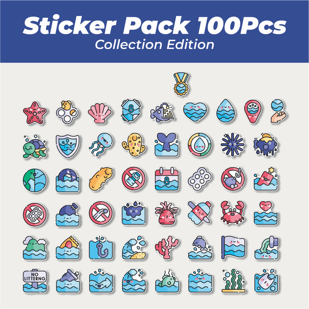 Hot Stiker Stiker Warna Garis Hari Samudra Dunia Lucu Anti Air Stikers Berperekat Waterproof Sticker