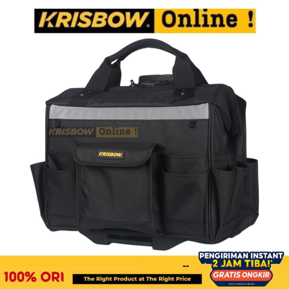 Krisbow Tas Perkakas Backpack Rolling LRGTB1 - Hitam Tool Bag Tool Pouch Kantong Alat