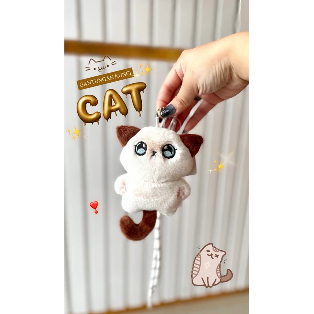 Gantungan Tas Keychain Kucing Siam Himalaya Bisa Bunyi AW 0603214