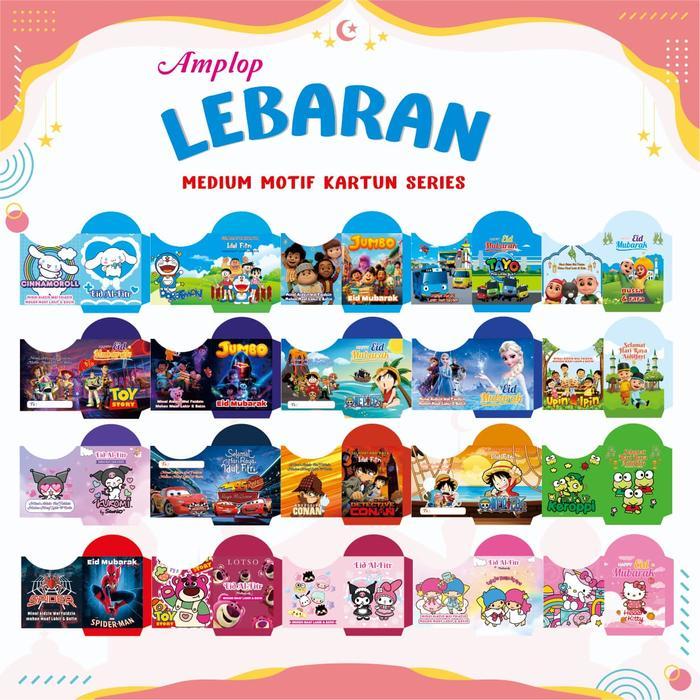 Promo Amplop Hari Raya Medium Isi 1000 Lembar Free Plastik amplop lebaran unik - Motif kartun, 500 l