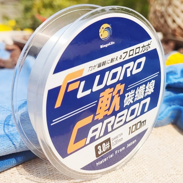 Bingolife Senar Pancing Fluorocarbon Sensitif 100m Jernih Ukuran 0.6#-8# Maks 14.4kg Responsif Laut