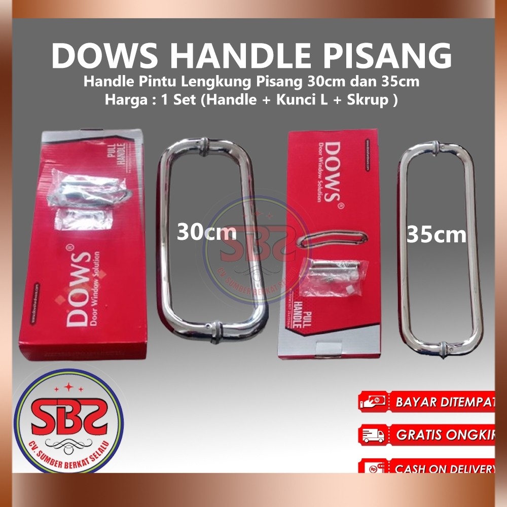 DOWS Handle Lengkung Handle Pisang Tarikan Pintu Kupu Tarung - Handle Pintu Lengkung Pisang 30cm dan