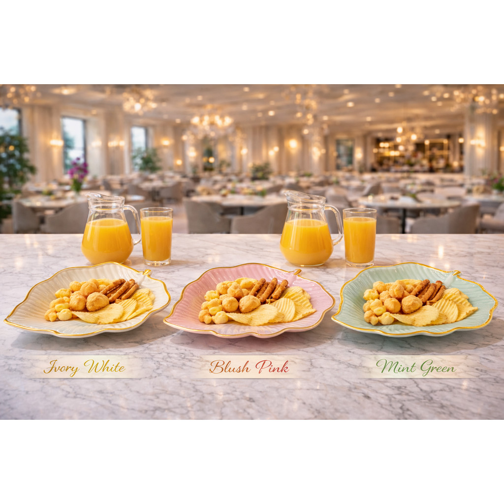 Piring Sajian Daun Plastik Premium Warna Pastel dessert