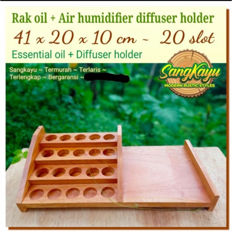 Rak oil kayu 41x20x10 air humidifier diffuser holder rak essential oil || Rak oil kayu || rak oil yo