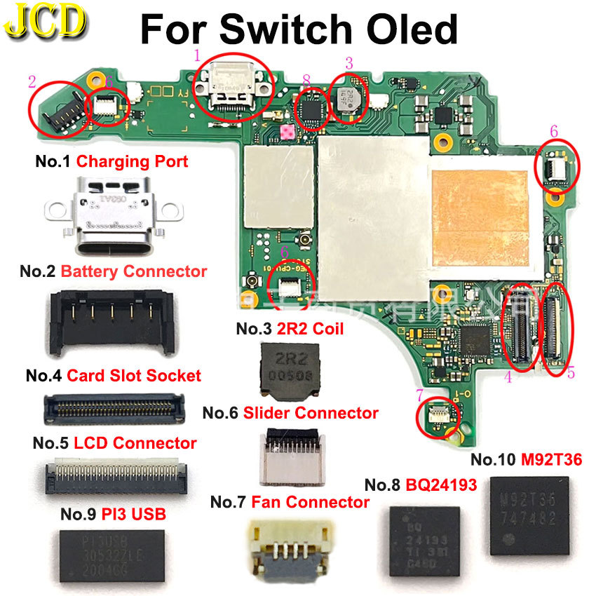 1PCS Motherboard Chip Type-C Charging Port 2R2 Coil Slider Card Slot Battery Socket LCD Screen FPC C