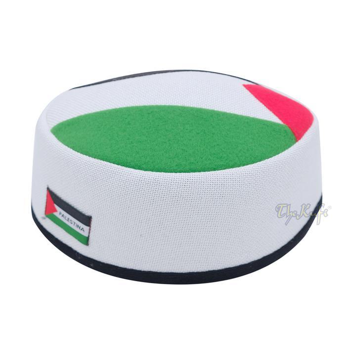 Peci Palestina Kopiah Bendera Palestine Bahan Kaku Fez Style Lapisan Luar Bahan Cordura Warna Dasar 