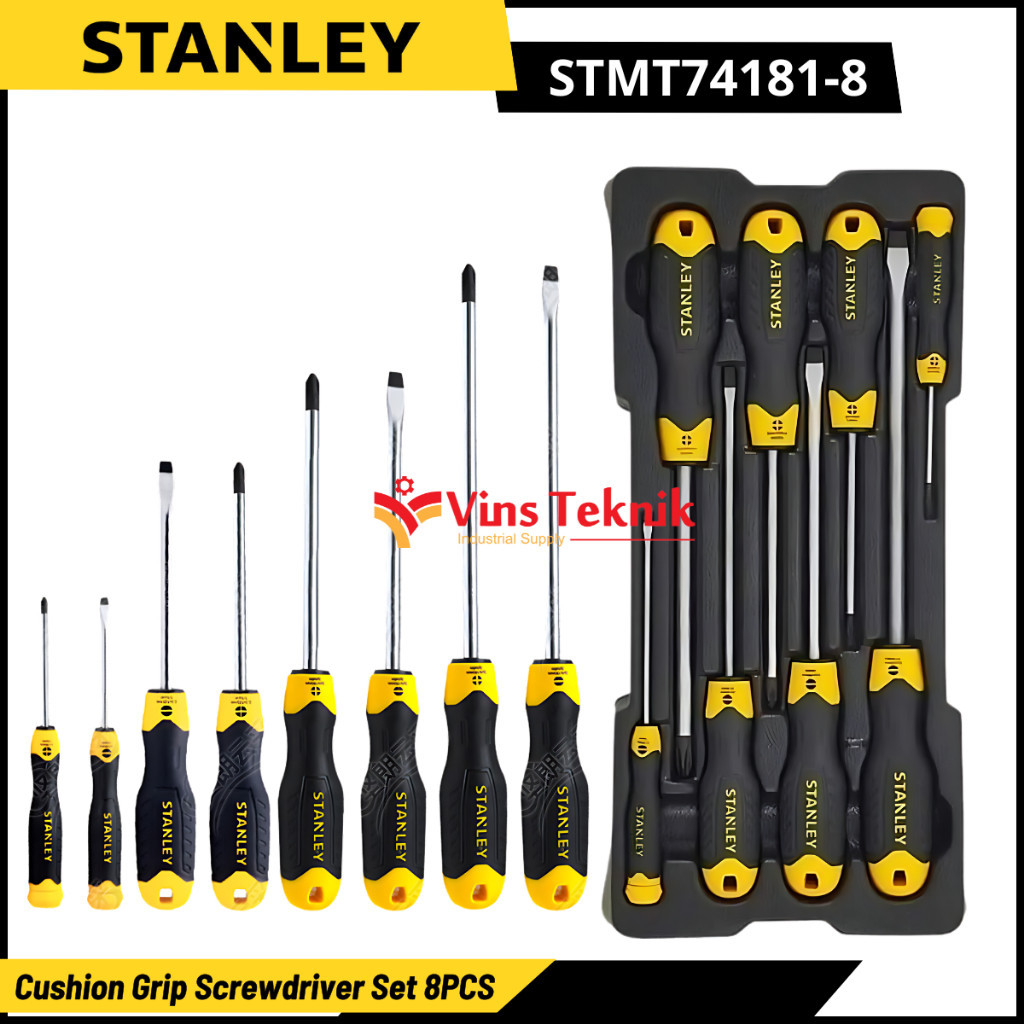 STANLEY STMT74181-8 Obeng Plus Minus Cushion Grip Screwdriver Set 8PCS