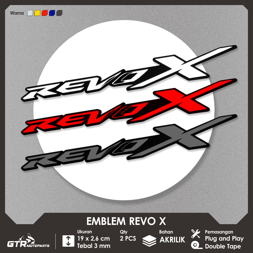 Emblem Akrilik Motor | GTR Emblem Revo X 2 PCS Logo Timbul 3D Aksesoris Motor Honda Revo X CP
