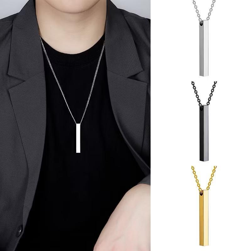 KALUNG TITANIUM PRIA MODEL NURI KACA+LIONTIN BALOK ANTI KARAT / KALUNG TITANIUM PRIA WANITA MODEL BA