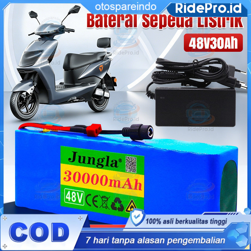 Baterai Sepeda Listrik 48V 30Ah 13S3P 18650 Lithium Ion Paket Lengkap Charger 54.6V 2A COD
