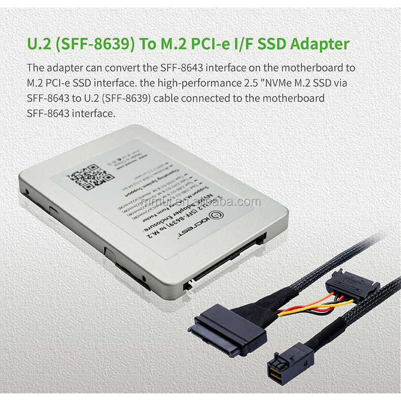 U2 SFF8639 To M2 NVMe PCIe PCI express IF ngff m2 nvme u2 sff8639 pcie u2 ssd connector adapter conv