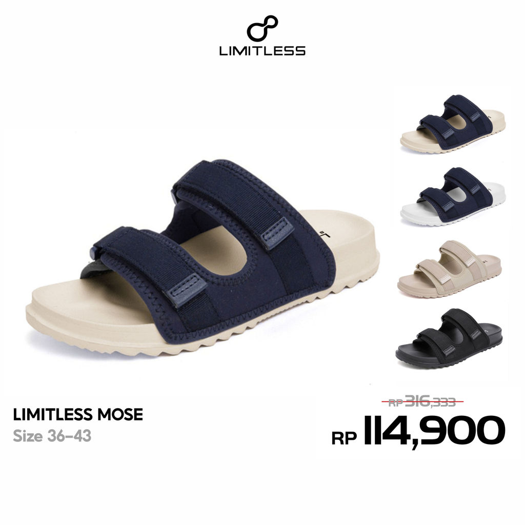 Limitless - Sandal Pria Mose Kasual Outdoor Ringan Stylish Sendal Slop Unisex Kekinian Anti Slip