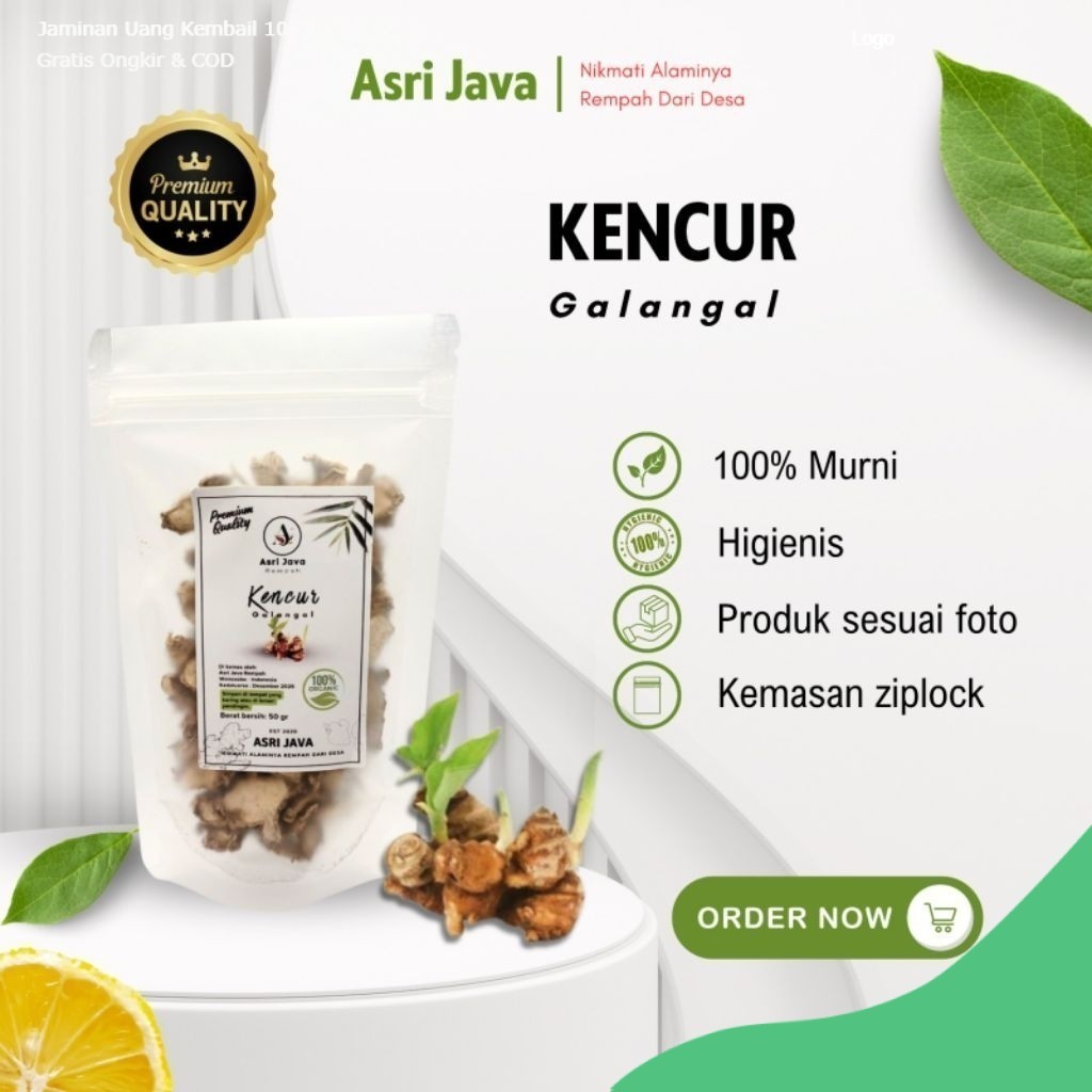 Asri Java Kencur Iris Kering Aromatic Ginger Rempah Herbal Tradisional 50 Gram