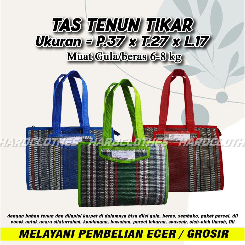 Tas Kondangan Silaturrahmi Serbaguna Ukuran 37x27x17 Bahan Tenun Tikar Muat Gula 6-8 Kg