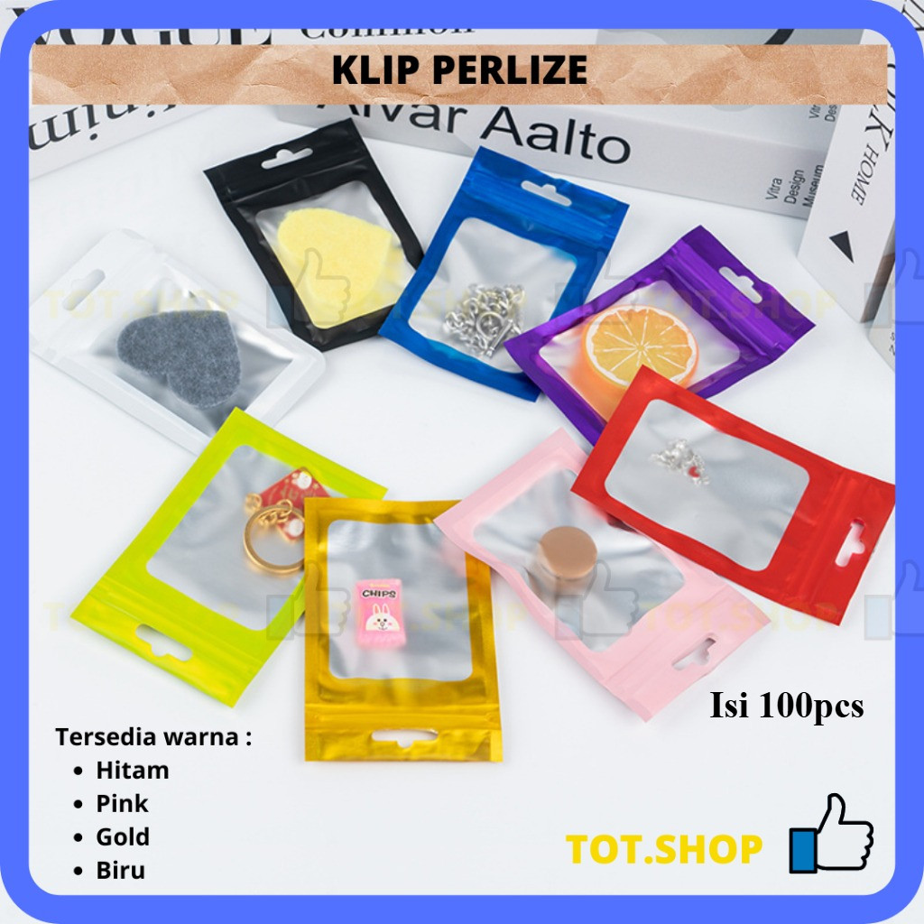 [100-PCS] Klip Pearlize HITAM/PINK/BIRU/GOLD Plastik Sachet Klip Kemasan Aksesoris Plastik Klip Gant