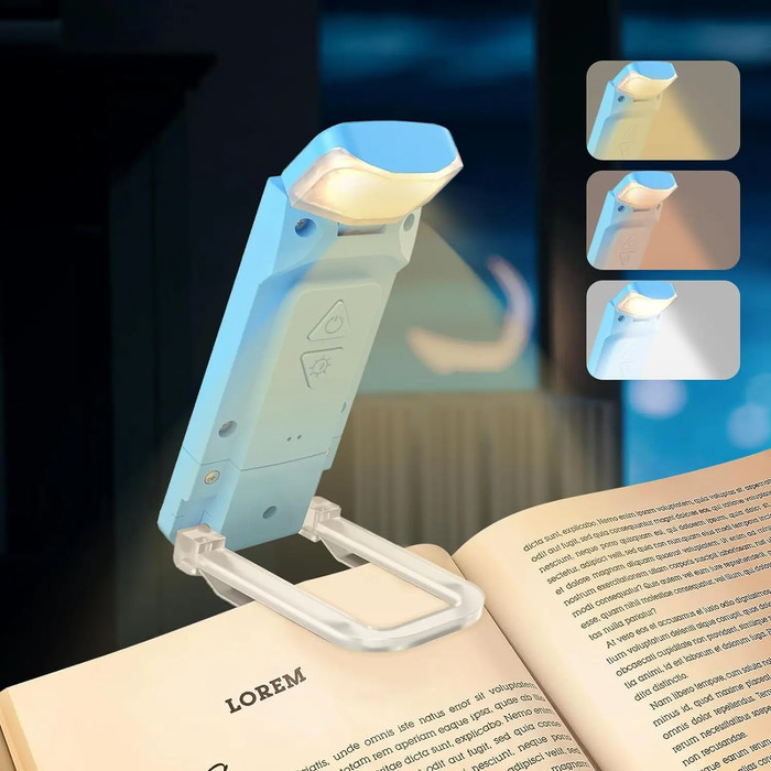 Lampu Baca Jepit Buku LED Rechargeable Clip Reading Light Portable USB Mini Book Lamp 3 Mode Brightn