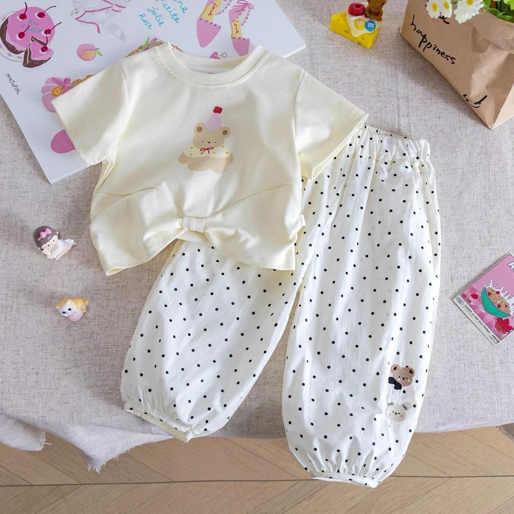 KEENAN [Mr.Gabor] Setelan Fashion Lucu Anak / Bear Polka Set