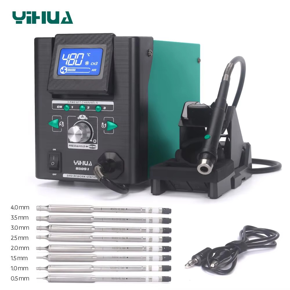 YIHUA 8509-I Micro Hot Air Gun Soldering Station with 0.5/3.5/3/2.5/2 mm Nozzle Temperture Adjustabl