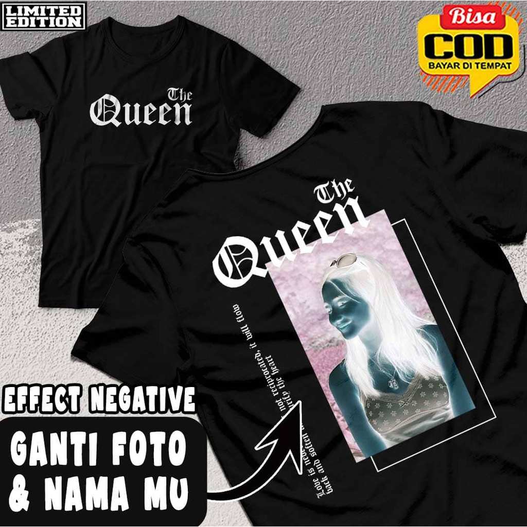 KAOS COUPLE BUCIN TERBARU CUSTOM FREE DESAIN SEHARI JADI MY QUENN VERSI NEGATIF EFEK BISA PAKE FOTO 