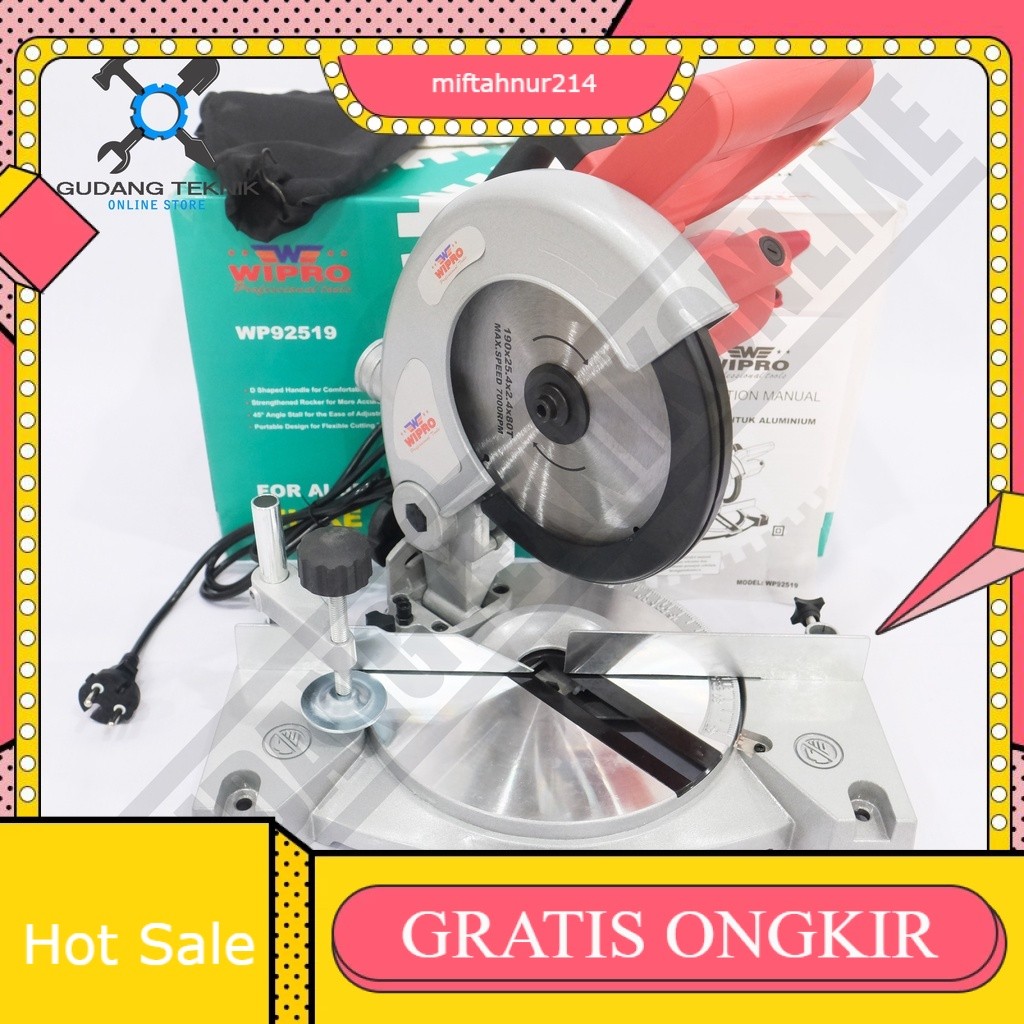 Mitter Saw 7" WIPRO WP92519 / Gergaji Pigora Miter saw 7 Inch WP 92519 - Mesin Mitre Saw WIPRO