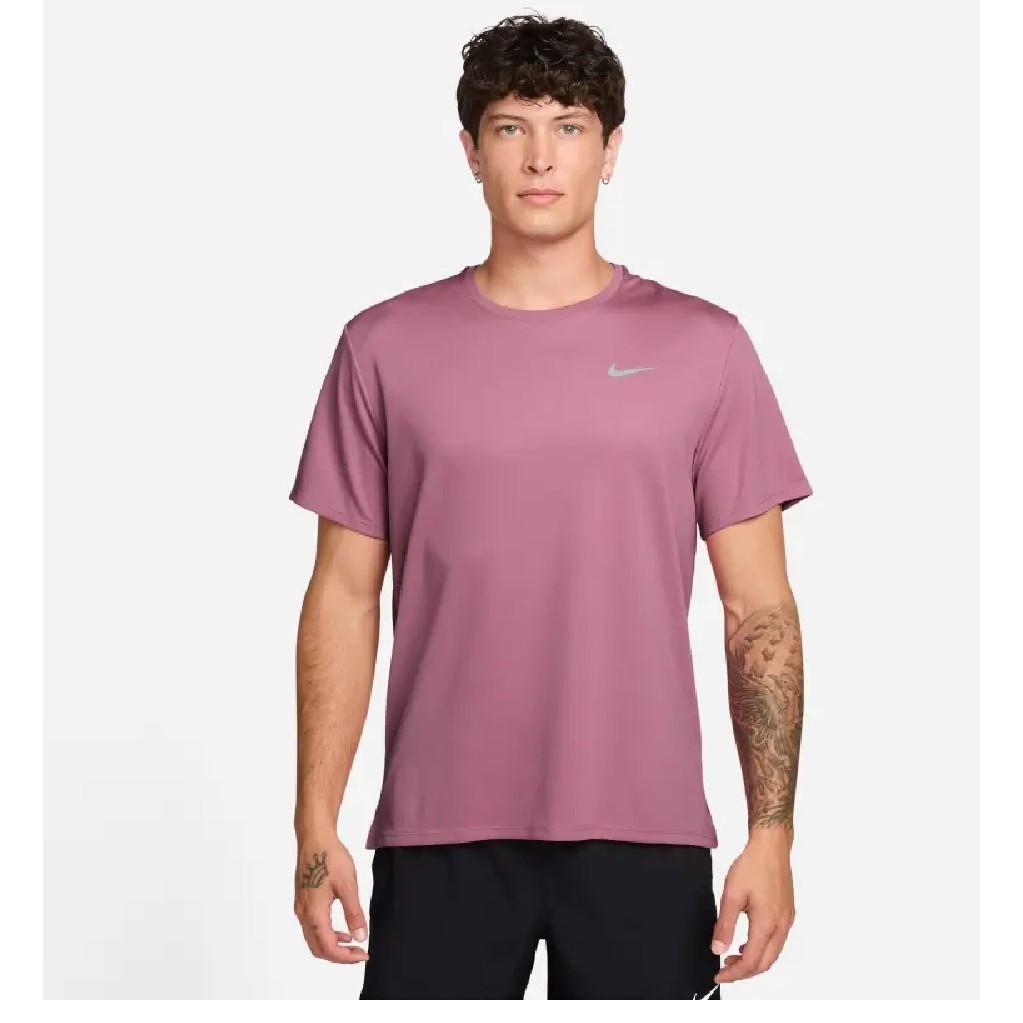 Baju Lari Pria Nike Dri-Fit Uv Miler Short-Sleeve Top Peony - DV9316-641