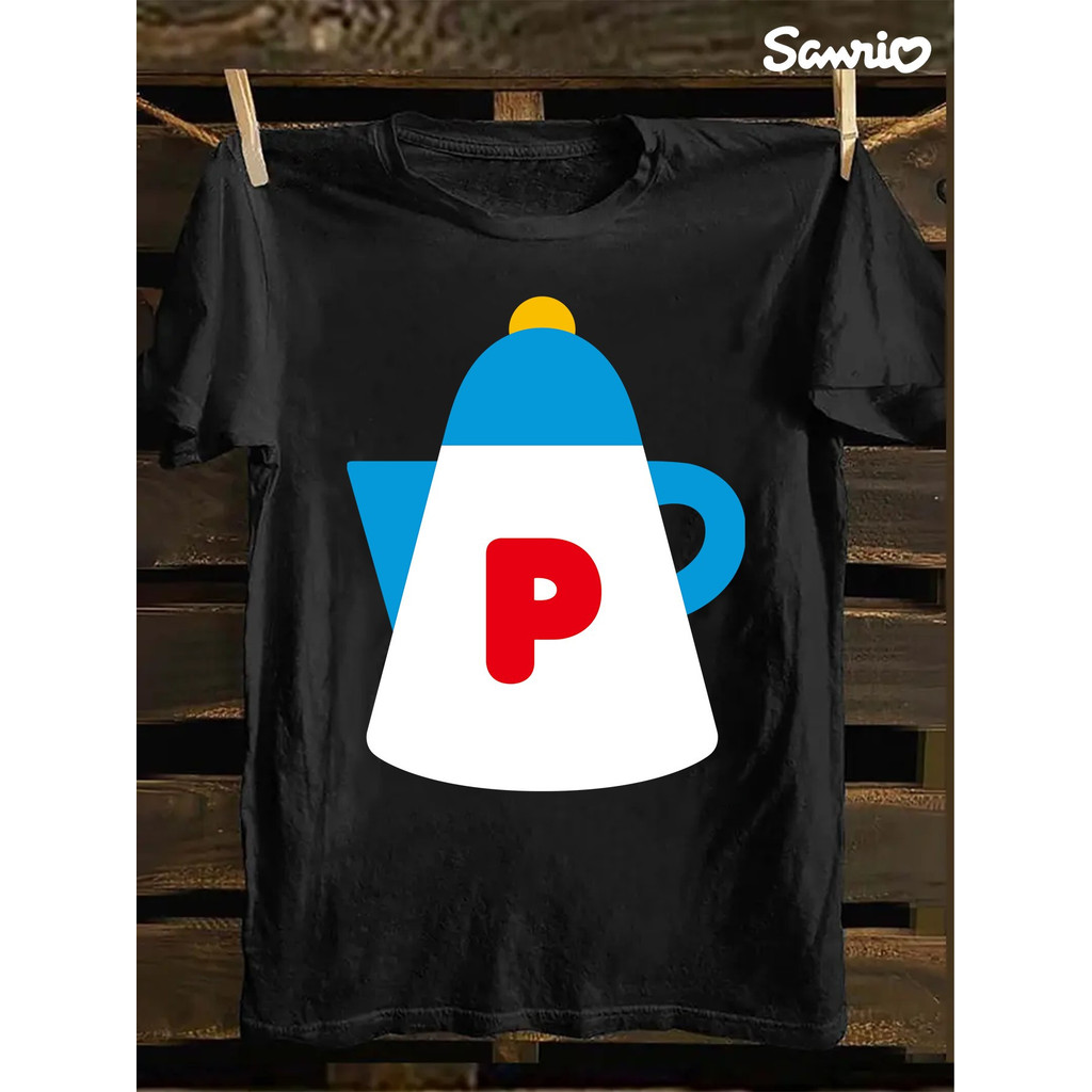 Kaos Pria Sanrio Motif Teko Teh Unik - Atasan Lengan Pendek Hitam, Hadiah Terbaik untuk Pecinta Kopi