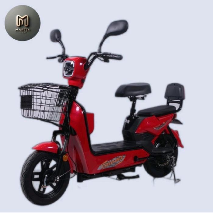 sepeda listrik Genio 2025 sepda sekuter viral murah bergaransi sudah siap pakai - merah