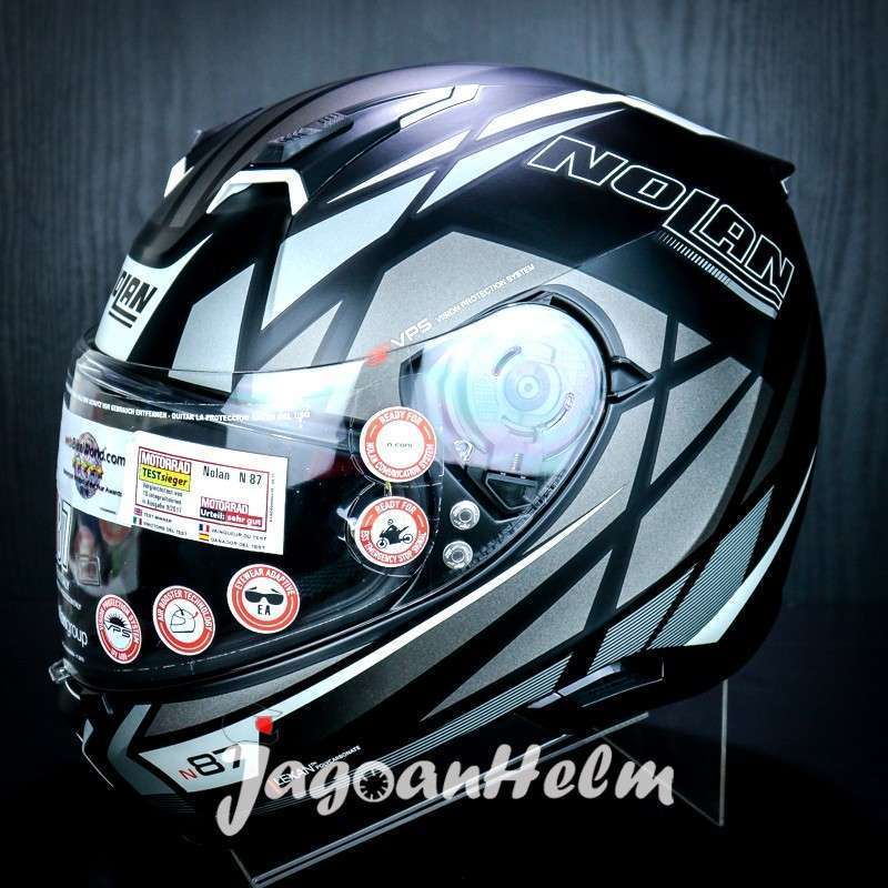 NOLAN HELM N87 ORIGINALITY #68 N-COM | FLAT BLACK WHITE | DUAL VISOR