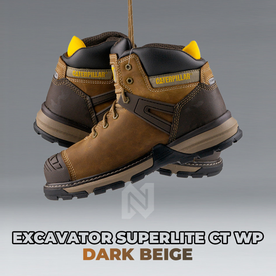 Sepatu safety Caterpillar Excavator Superlite Composite Toe Waterproof Dark Beige Original