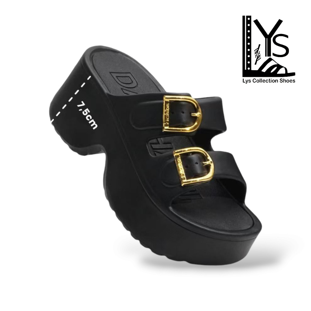 Sandal Slop Wanita Daphani Wedges Tinggi 7cm Karet EVA