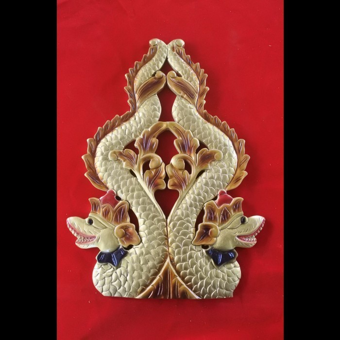 blawong keris ukir naga sunggingan istimewa warna emas KT