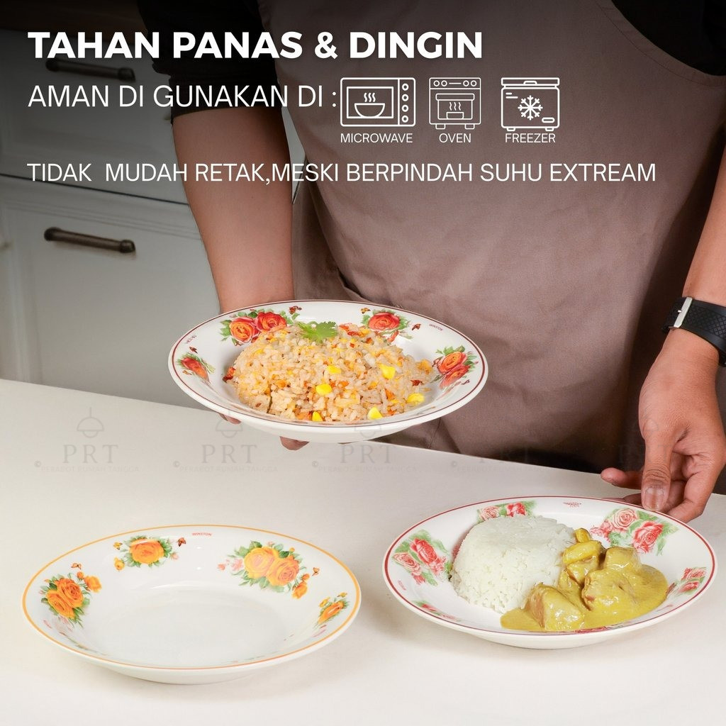 WINSTON Piring Makan Keramik Motif Bunga Aesthetic / Piring Lontong 9 inch Keramik Premium SNI